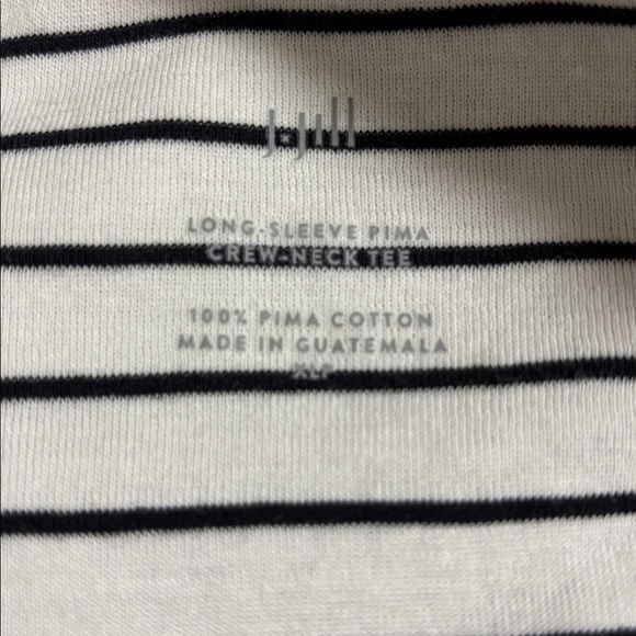 J. Jill Stripe Long-Sleeve Pima Cotton Crew-Neck Tee Size M Black & White Stripe - Picture 2 of 3